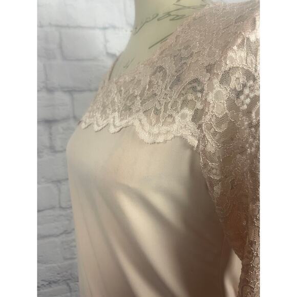 Calvin Klein Lace Sleeve Light Pink Blouse Women Size Medium - Picture 5 of 7